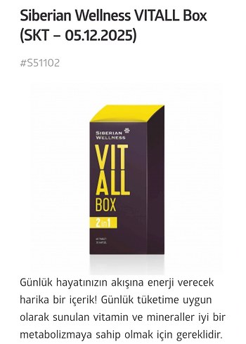 Siberian Wellness VITALL Box 2'si 1 Arada