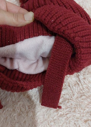 3-5 Yaş, 21 cm Beden Bordo Nakışlı Örgü Çocuk Bere