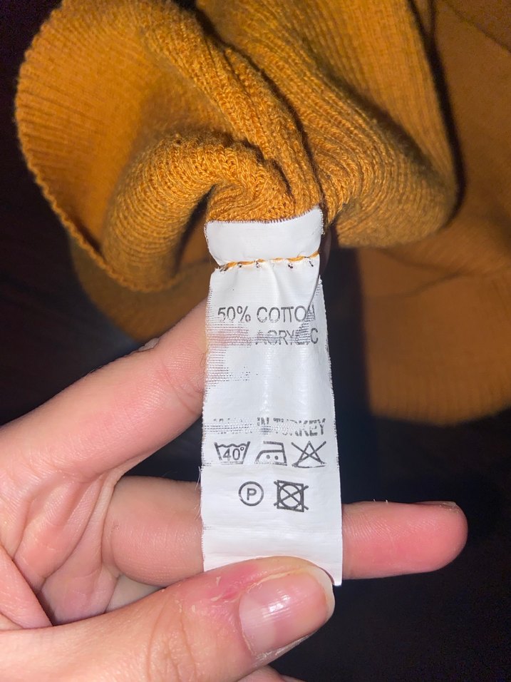 Hardal V Yaka Kadın Triko Bluz - Görsel 3