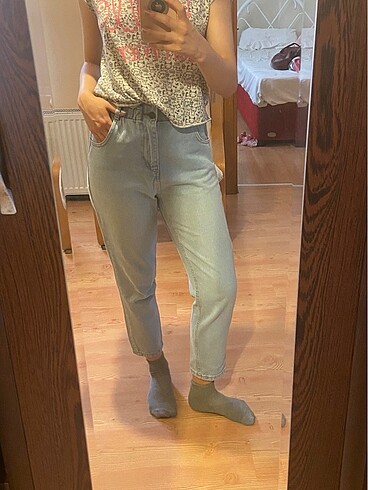 s Beden mavi Renk Zara Mango Mavi Kadın Mom Jean