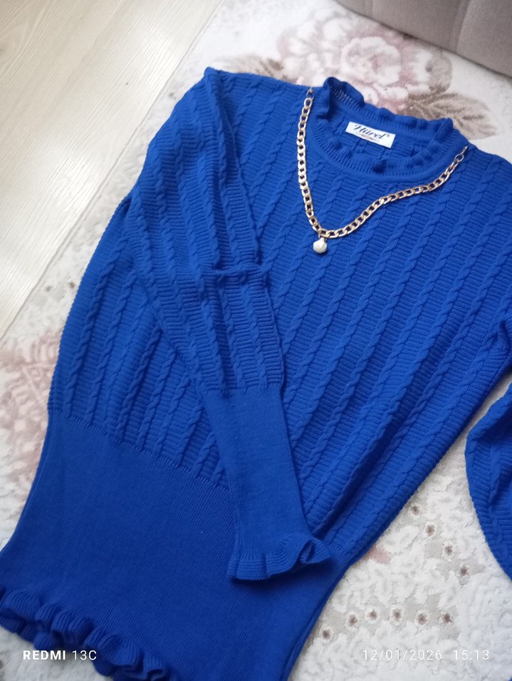 Mavi Örgü Kadın Triko Sweatshirt 40 beden - Görsel 2