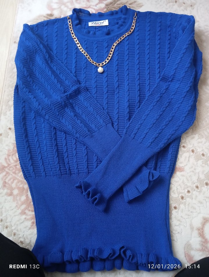 Mavi Örgü Kadın Triko Sweatshirt 40 beden - Görsel 3