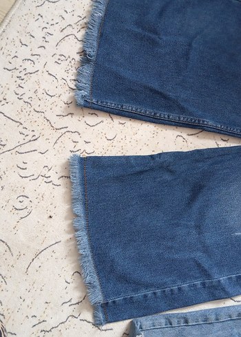 Parçalı Midi Bol Kesim Kız Kot Pantolon - Görsel 4