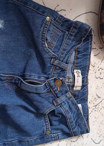 Parçalı Midi Bol Kesim Kız Kot Pantolon - Görsel 5