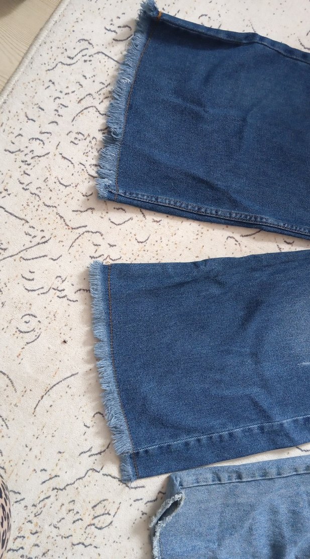 Parçalı Midi Bol Kesim Kız Kot Pantolon - Görsel 4