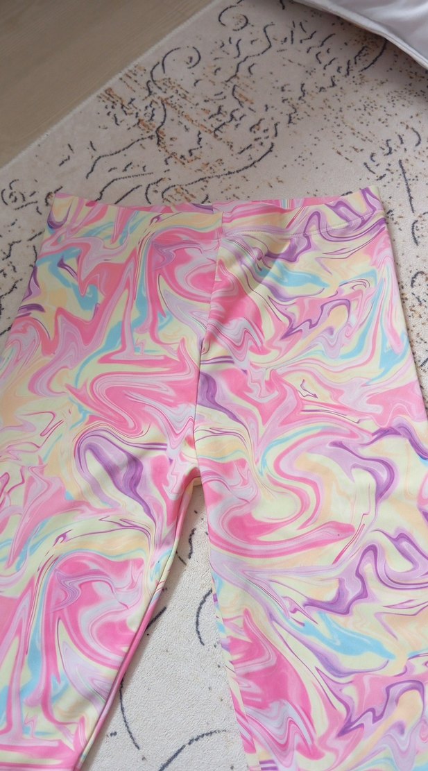 Kız Çocuk Pastel Renkli Tie-Dye Tayt - Görsel 3