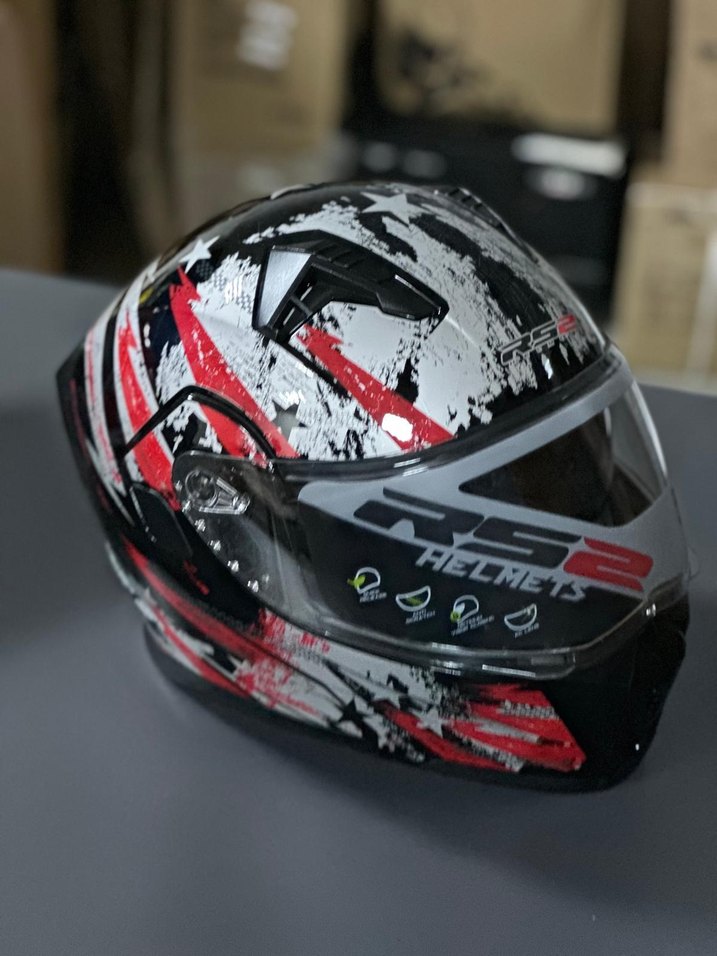 Renkli Baskılı Metal Kemerli Motosiklet Kaskı - Görsel 5