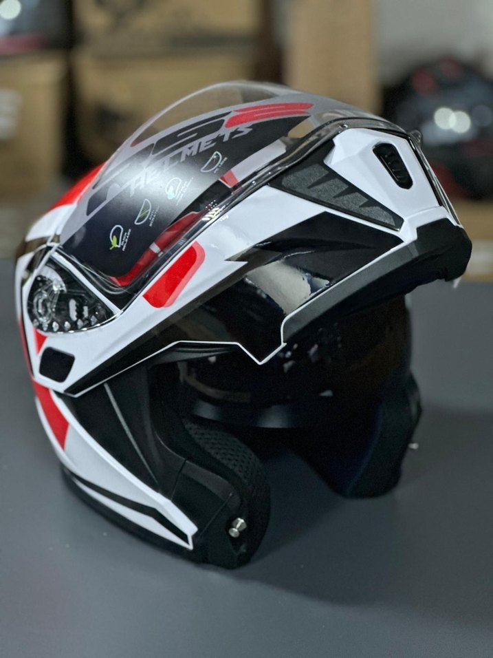 Renkli Baskılı Seramik Motosiklet Kaskı - Görsel 4