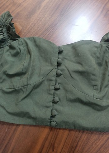 Trendyol & Milla Kadın Haki Straplez Mini Bluz