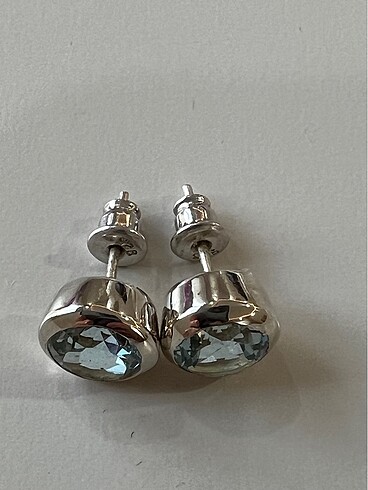 Sterling silver Mavi topaz dogal taşli 925 k, rhodium kaplama ithal ürün
