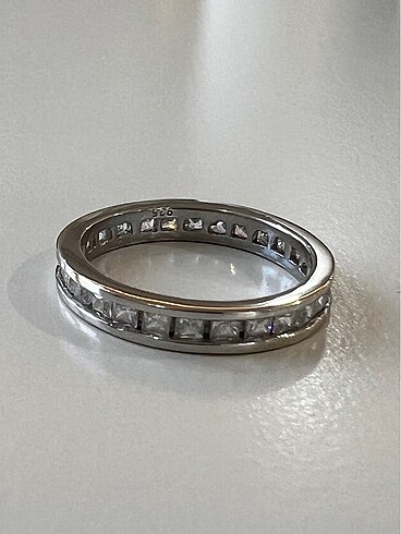 Sterling silver Tam tur yüzük, rodyum kaplama, ithal ürün