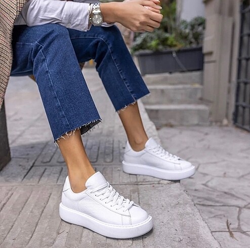 39 Beden beyaz Renk Beyaz Sneaker Hakiki Deri