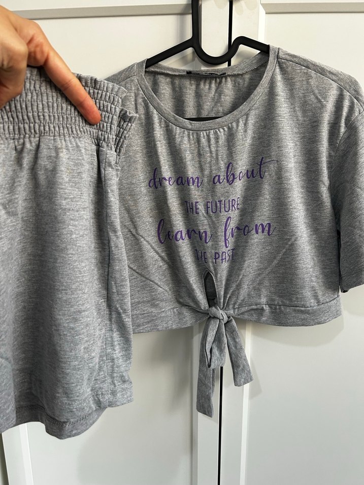 Gri Mini Tişört ve Şort Takımı - Görsel 5