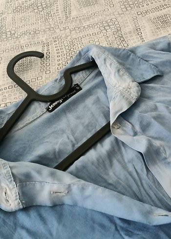 Diğer Düğmeli Uzun Kollu Denim Gömlek