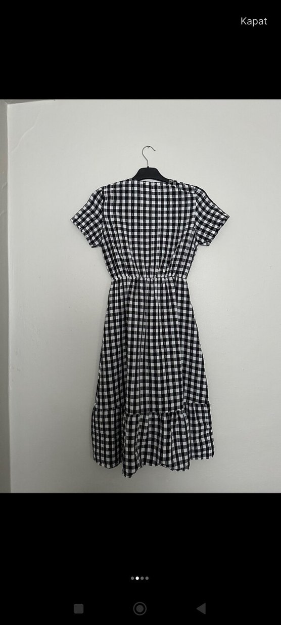 Siyah pötikareli Pinterest elbise - Görsel 2