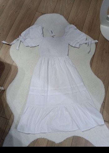 beyaz midi Pinterest elbise - Görsel 2