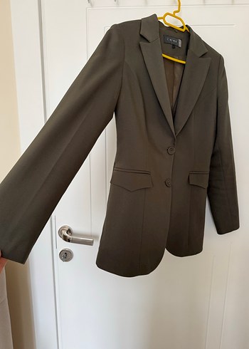 Haki Kadın Ofis Blazeri, Düğmeli, Normal Boy - Görsel 2