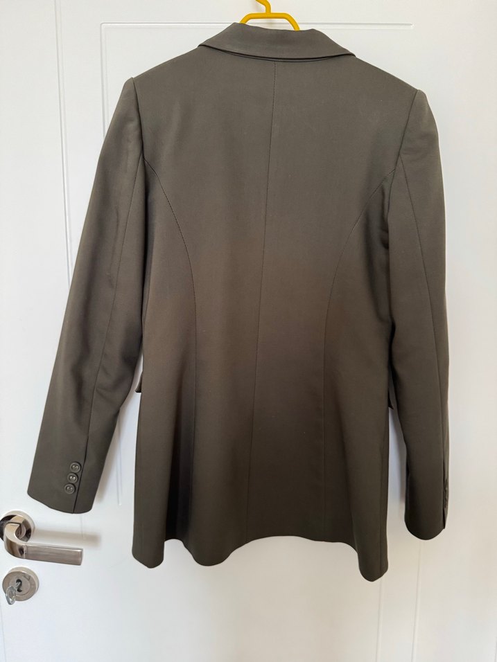 Haki Kadın Ofis Blazeri, Düğmeli, Normal Boy - Görsel 3