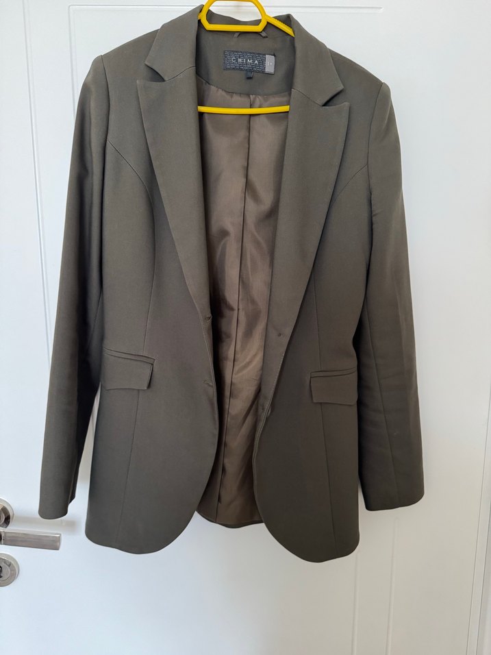 Haki Kadın Ofis Blazeri, Düğmeli, Normal Boy - Görsel 5