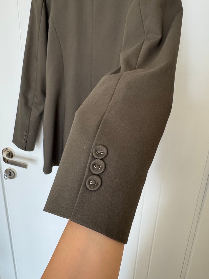 Haki Kadın Ofis Blazeri, Düğmeli, Normal Boy - Görsel 4