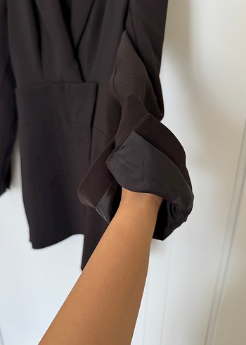 Düğmeli Siyah Kadın Blazer Elbise - Görsel 4