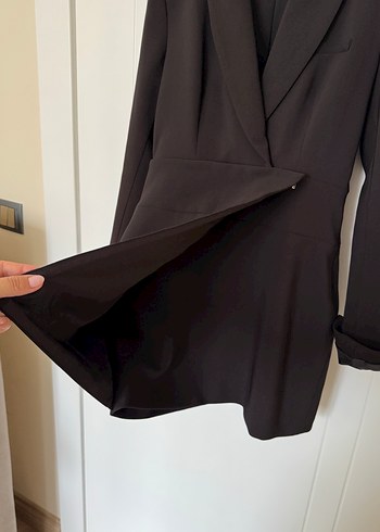 Düğmeli Siyah Kadın Blazer Elbise - Görsel 5