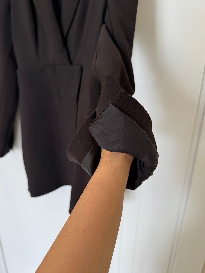 Düğmeli Siyah Kadın Blazer Elbise - Görsel 4