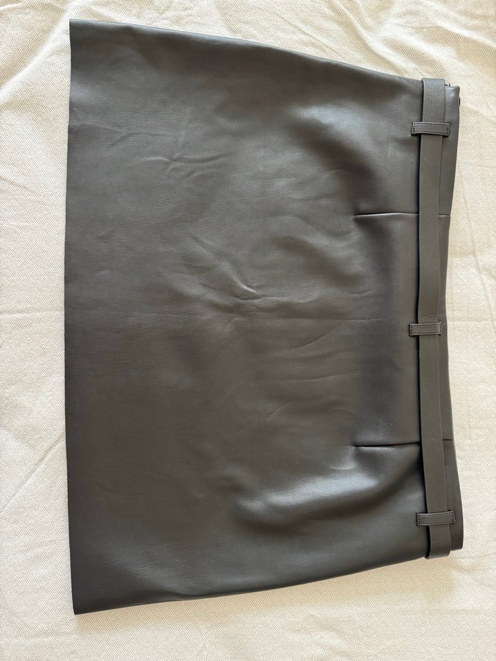 Kadın Siyah Deri Mini Etek - Görsel 2