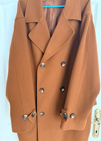 Düğmeli Kahverengi Süet Kadın Uzun Kaban - Görsel 3