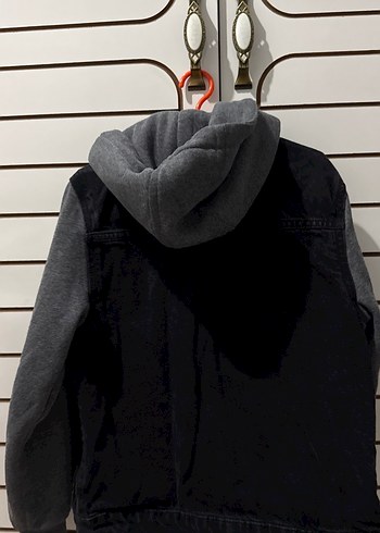 9 Yaş Beden gri Renk Erkek Çocuk Gri Denim Ceket Kapüşonlu