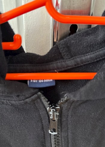 9 Yaş Beden Erkek Çocuk Siyah Fermuarlı Sweatshirt