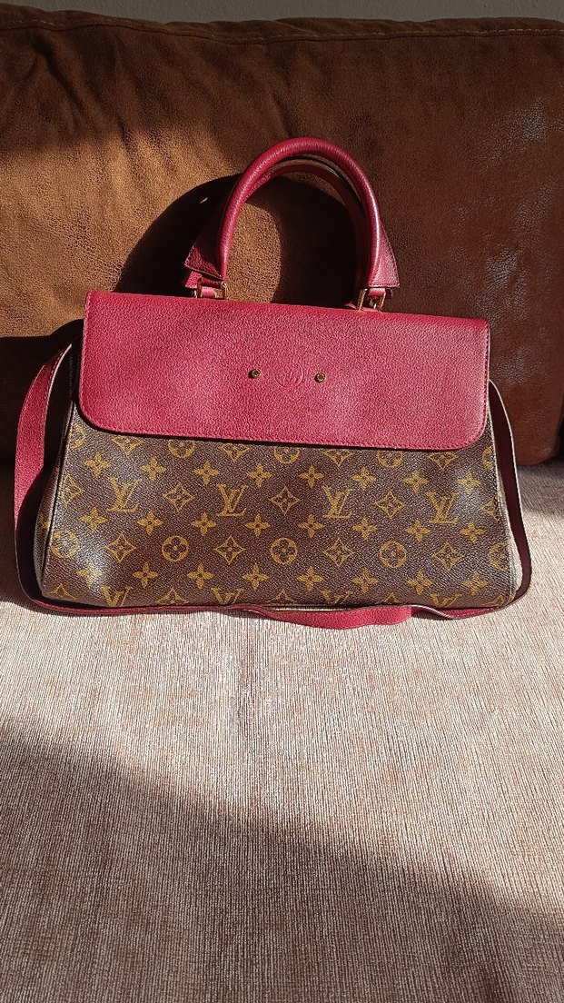 Louise Vuıtton Bordo Deri Tokalı Kadın El Çantası - Görsel 2