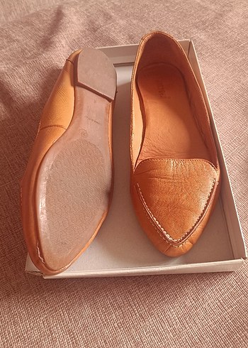 Camel rengi Deri Kadın  Babet - Görsel 2