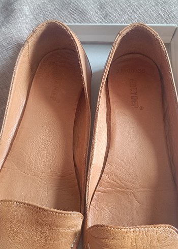 Camel rengi Deri Kadın  Babet - Görsel 3