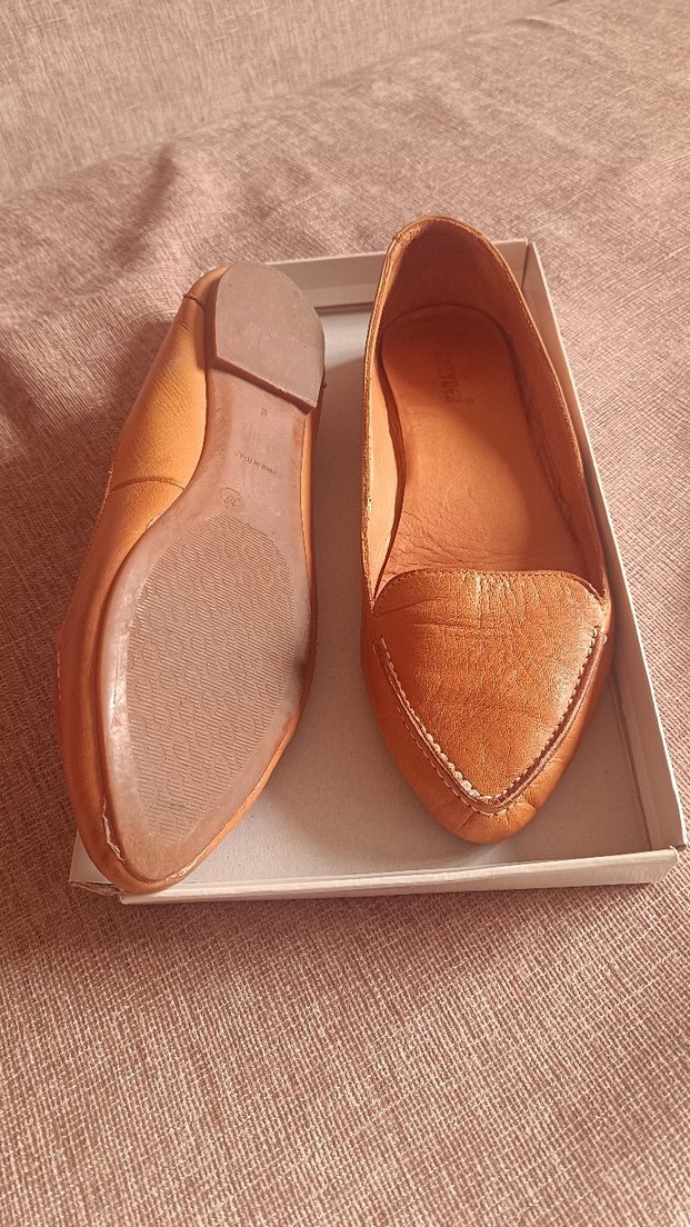 Camel rengi Deri Kadın  Babet - Görsel 2