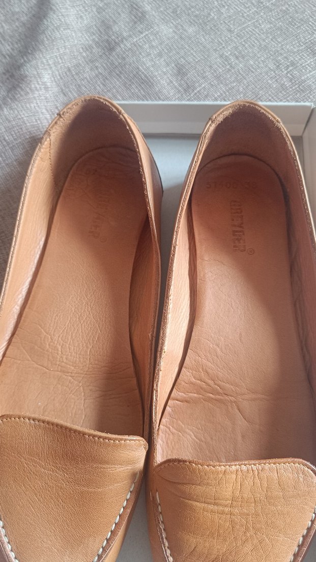 Camel rengi Deri Kadın  Babet - Görsel 3