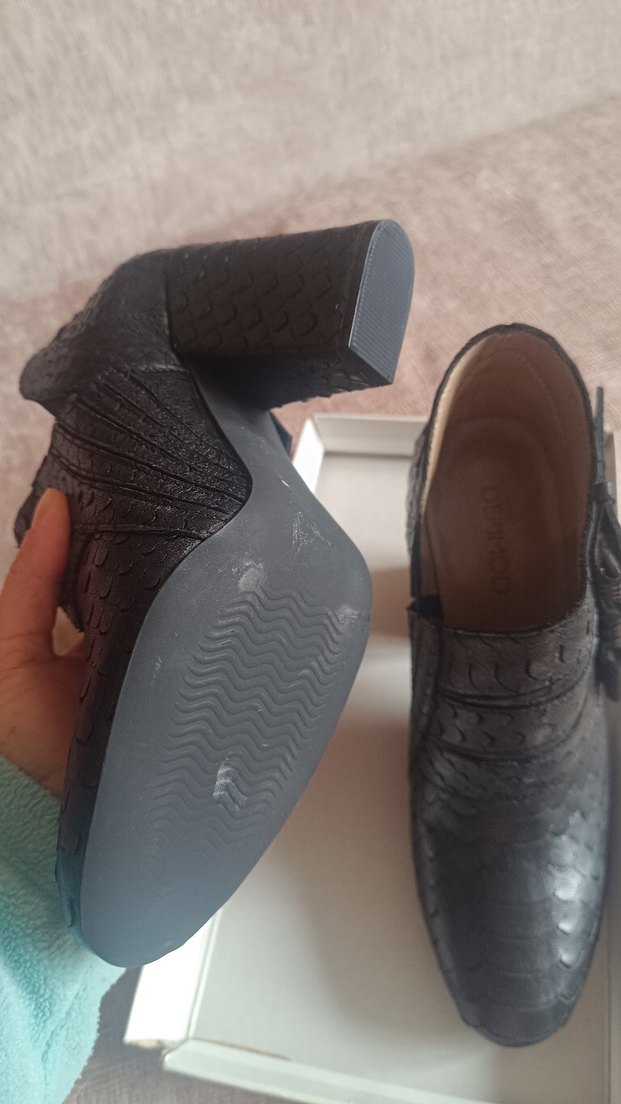 Siyah Yılan Desenli Kadın Topuklu Bot Gerçek Deri - Görsel 4