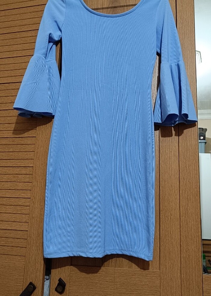 Bebe mavisi midi boy elbise - Görsel 2