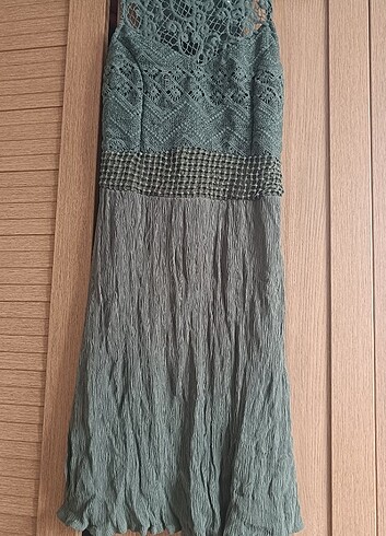 36 Beden Haki renkli elbise