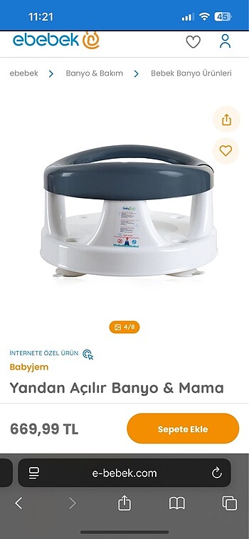  Beden Yandan açılan mama ve banyo oturağı minderi hediye
