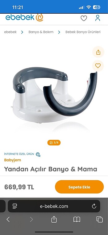  Beden beyaz Renk Yandan açılan mama ve banyo oturağı minderi hediye