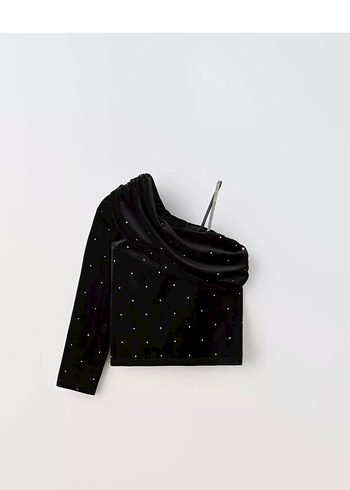 Siyah tek kollu kız çocuk üst - Görsel 5