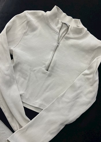 Fermuarlı Beyaz Kadın Yarım Balıkçı Kazak - Görsel 2