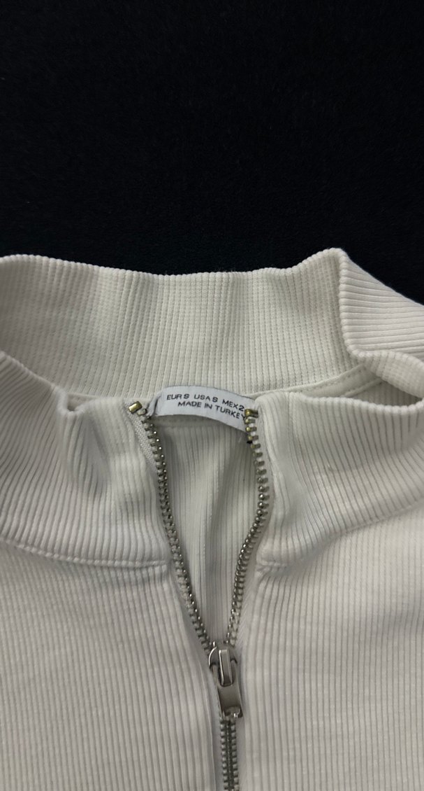 Fermuarlı Beyaz Kadın Yarım Balıkçı Kazak - Görsel 3