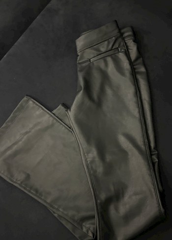 Siyah İspanyol paça deri kız çocuk tayt - Görsel 2