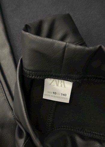 Siyah İspanyol paça deri kız çocuk tayt - Görsel 4