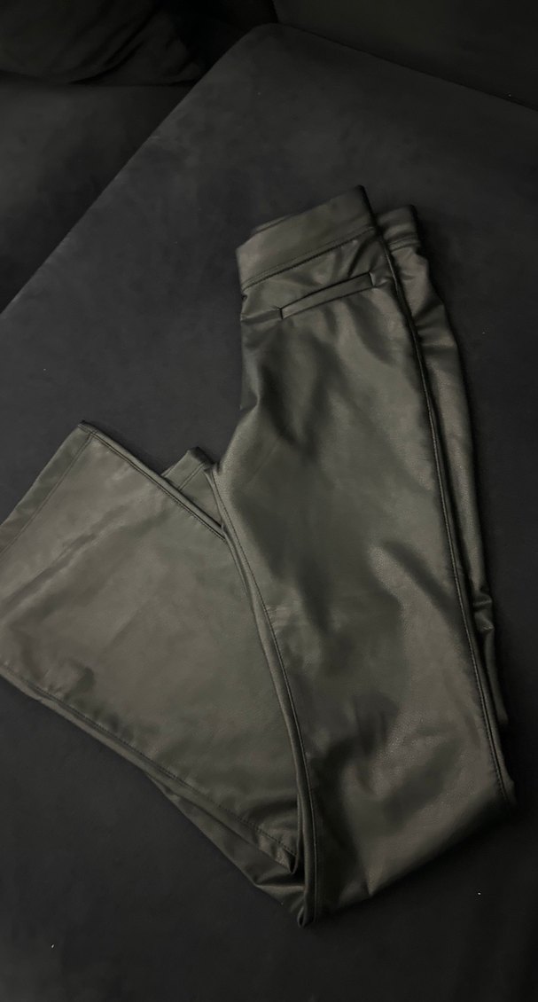 Siyah İspanyol paça deri kız çocuk tayt - Görsel 2