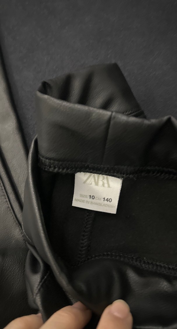 Siyah İspanyol paça deri kız çocuk tayt - Görsel 4