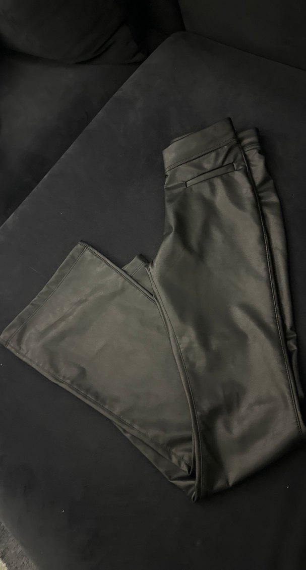 Siyah İspanyol paça deri kız çocuk tayt - Görsel 3