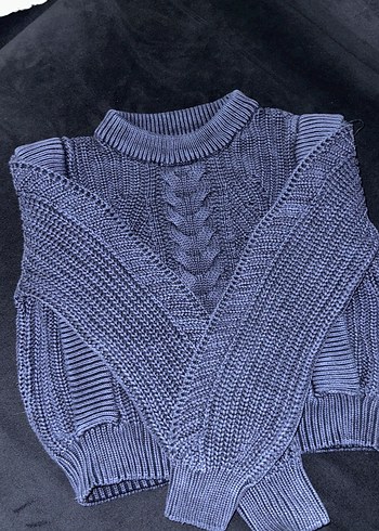 Lacivert Örgü Balıkçı Yaka Kadın Kazak - Görsel 3